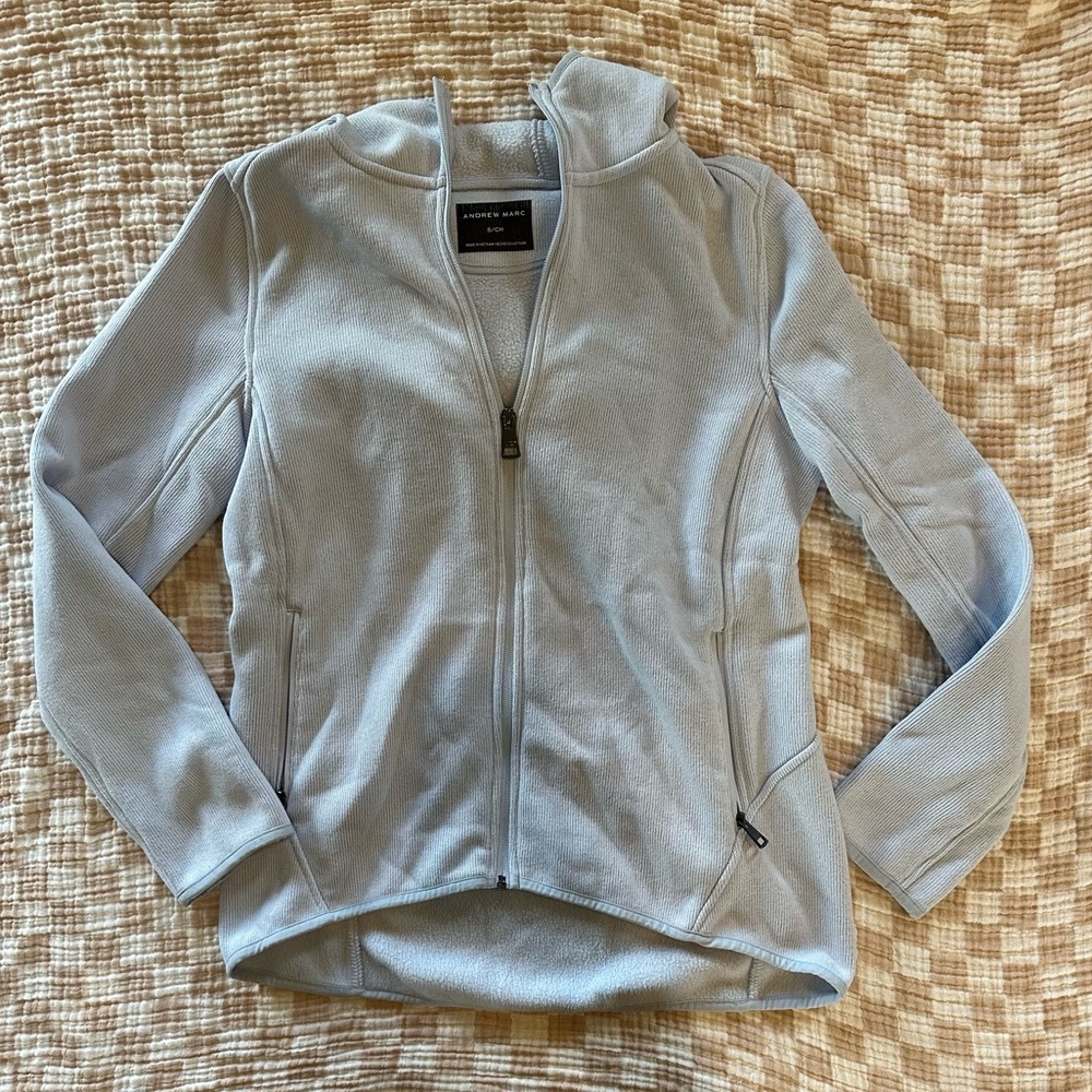 Andrew Marc Pale Blue Hooded Fleece Zip Jacket - Women